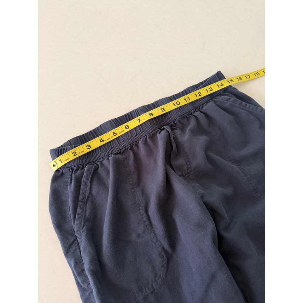 Splendid Navy Blue Viscose Linen Blend Elastic Waist Cropped Wide Leg Pants M - Picture 5 of 7